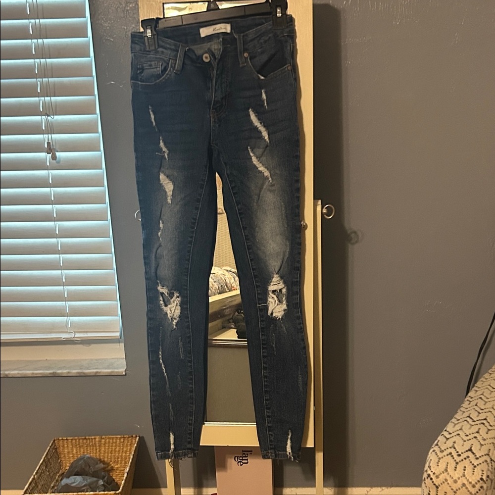 KanCan Dark Blue Distressed Skinny Jeans